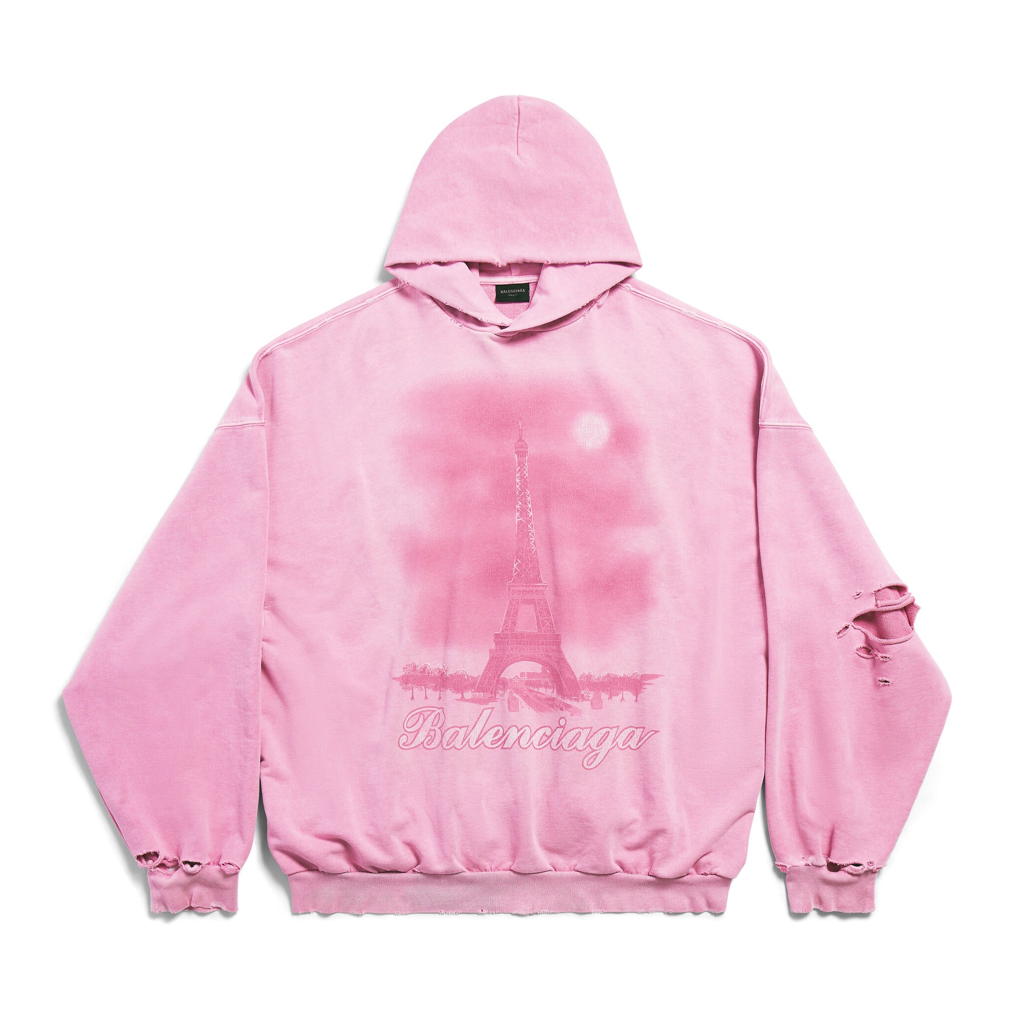 Paris Moon Hoodie Gradient Tattered Big Silhouette Hooded Sweatshirt Pullover #98462