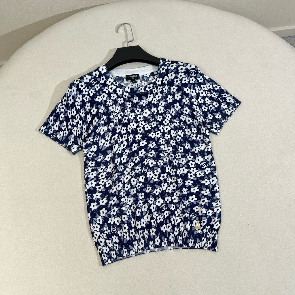 Women's Summer Floral Pattern Printed Round Neck Short Sleeve T-Shirt #736578