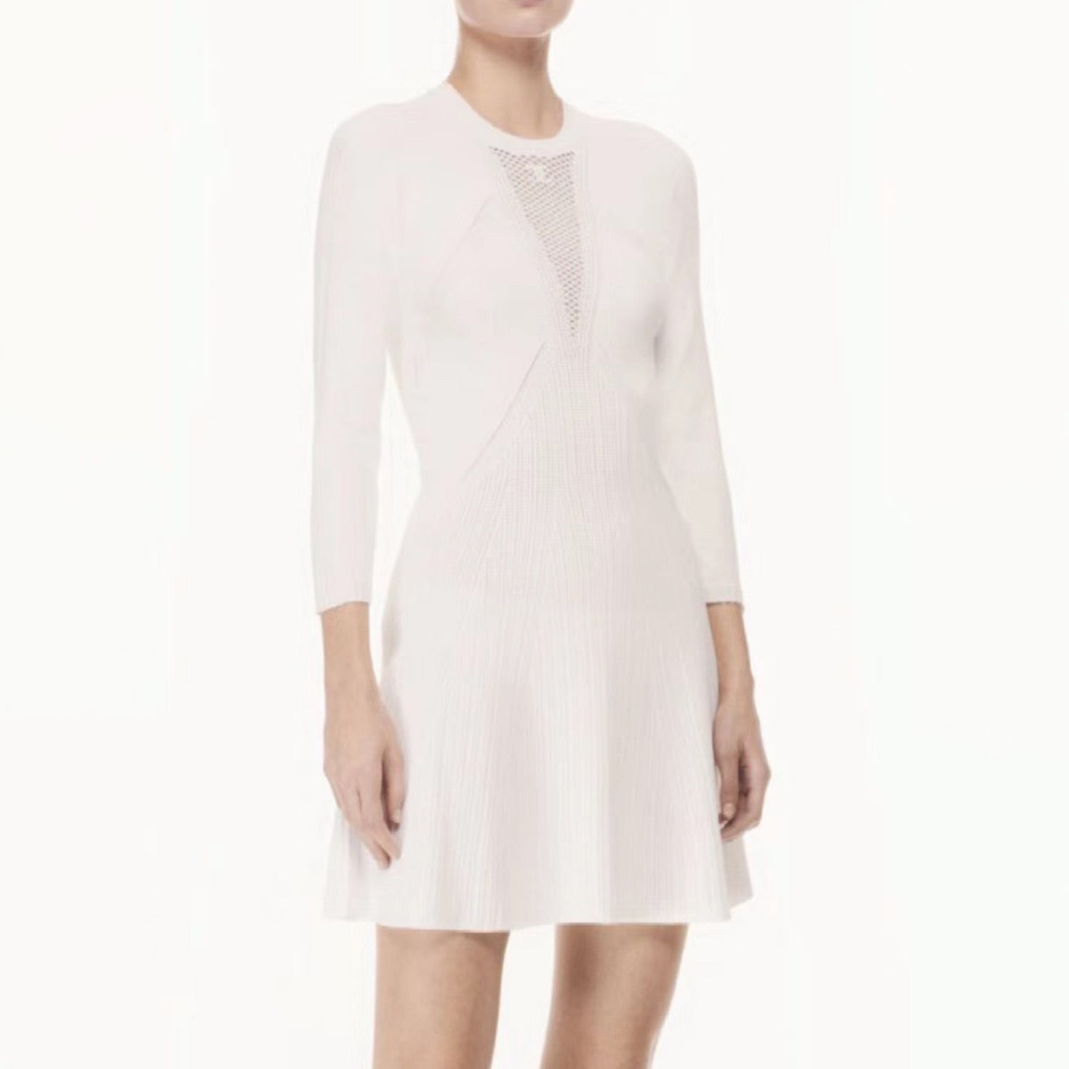 Women's Spring/Summer Solid Color Hollow Knit Long Sleeve Dresses #73328