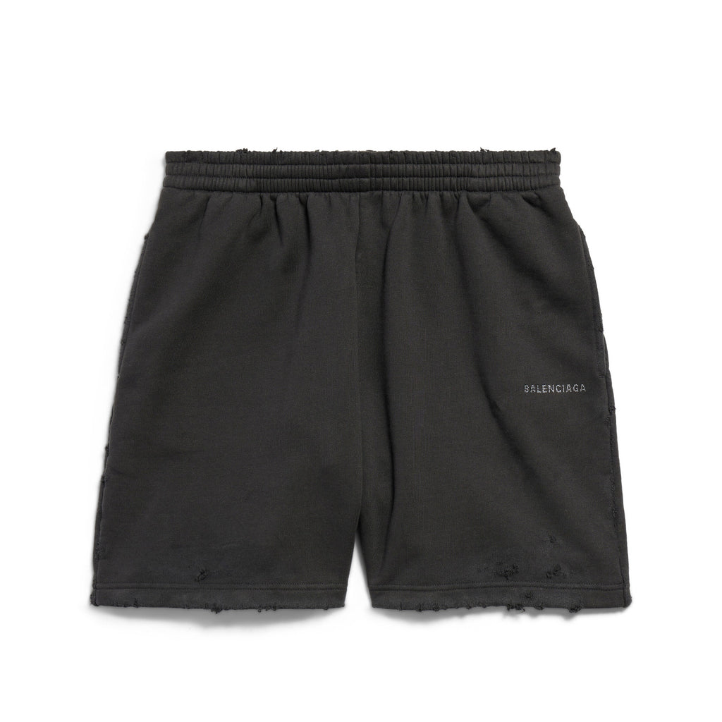 Men's Summer Hot Drill Logo Letter Print Black Cotton Shorts Pants #99727