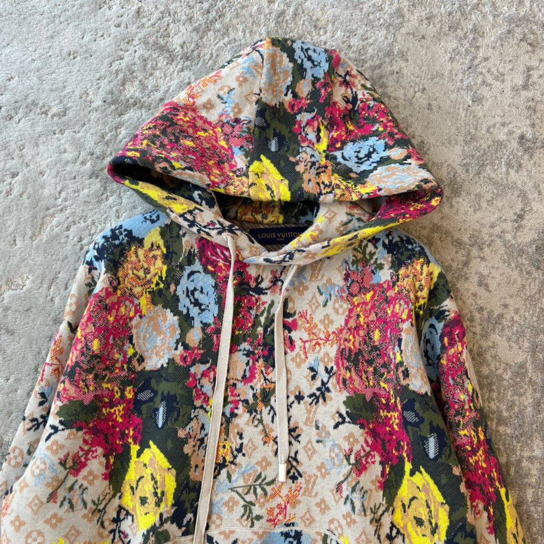 Men's Spring Autumn Monogrammed Floral Pattern Jacquard Hooded Sweatshirt Pullover #97861