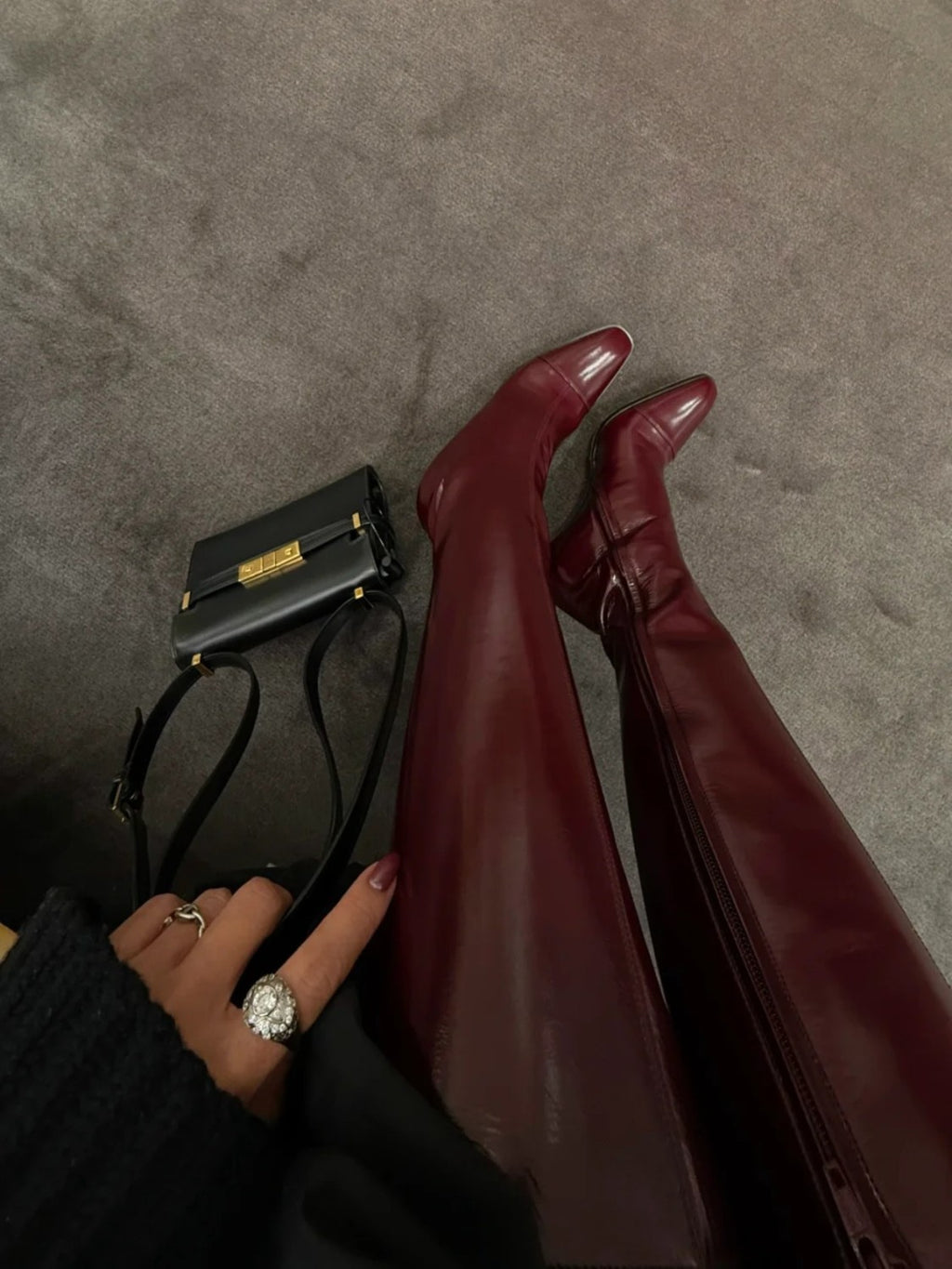 YS Women's Pointed Cat Heel Long Short Red Black Boots Fashion Temperament Elegant Sexy Zipper Short Boots Shoes Ngvp #2185