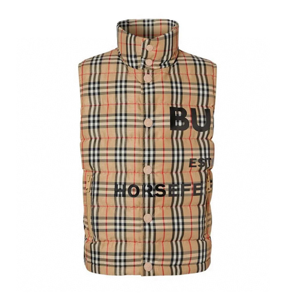 Men's Women's Spring And Winter Stand-Up Collar Single-Breasted Solid Color Plaid Fitted Puffer Down Vest #71414