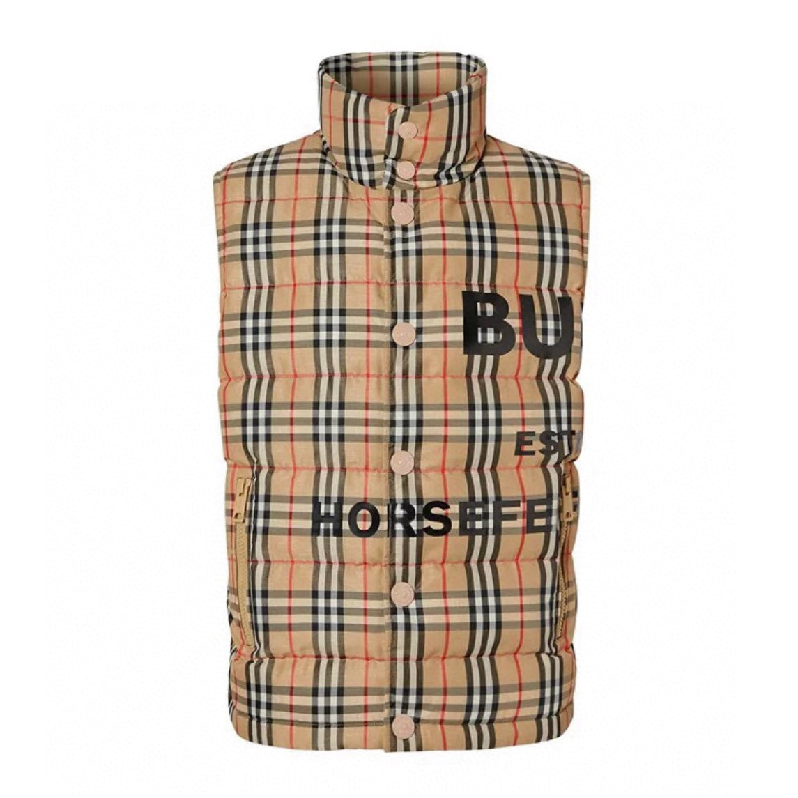 Men's Women's Spring And Winter Stand-Up Collar Single-Breasted Solid Color Plaid Fitted Puffer Down Vest #71414