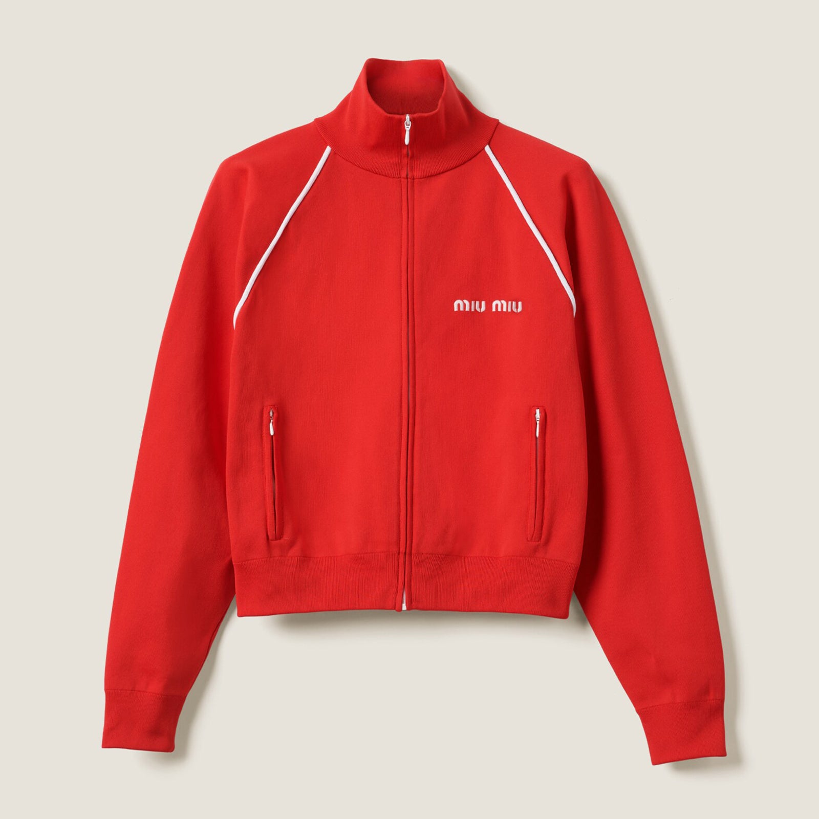 Women's Spring & Autumn Solid Color Letter Embroidery Zipper High Neck Long Sleeve Jacket Tie Short Skirt Set Suit #73161