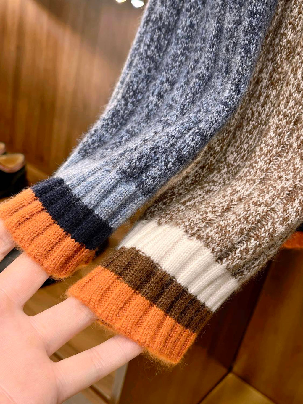 LP Men's Spring & Autumn Fashion Stripe Color Blocking Long Sleeve Knit Sweater Fit Cashmere Crew Neck Sweater Ngvp #9475