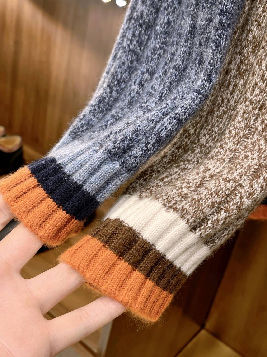 LP Men's Spring & Autumn Fashion Stripe Color Blocking Long Sleeve Knit Sweater Fit Cashmere Crew Neck Sweater Ngvp #9475