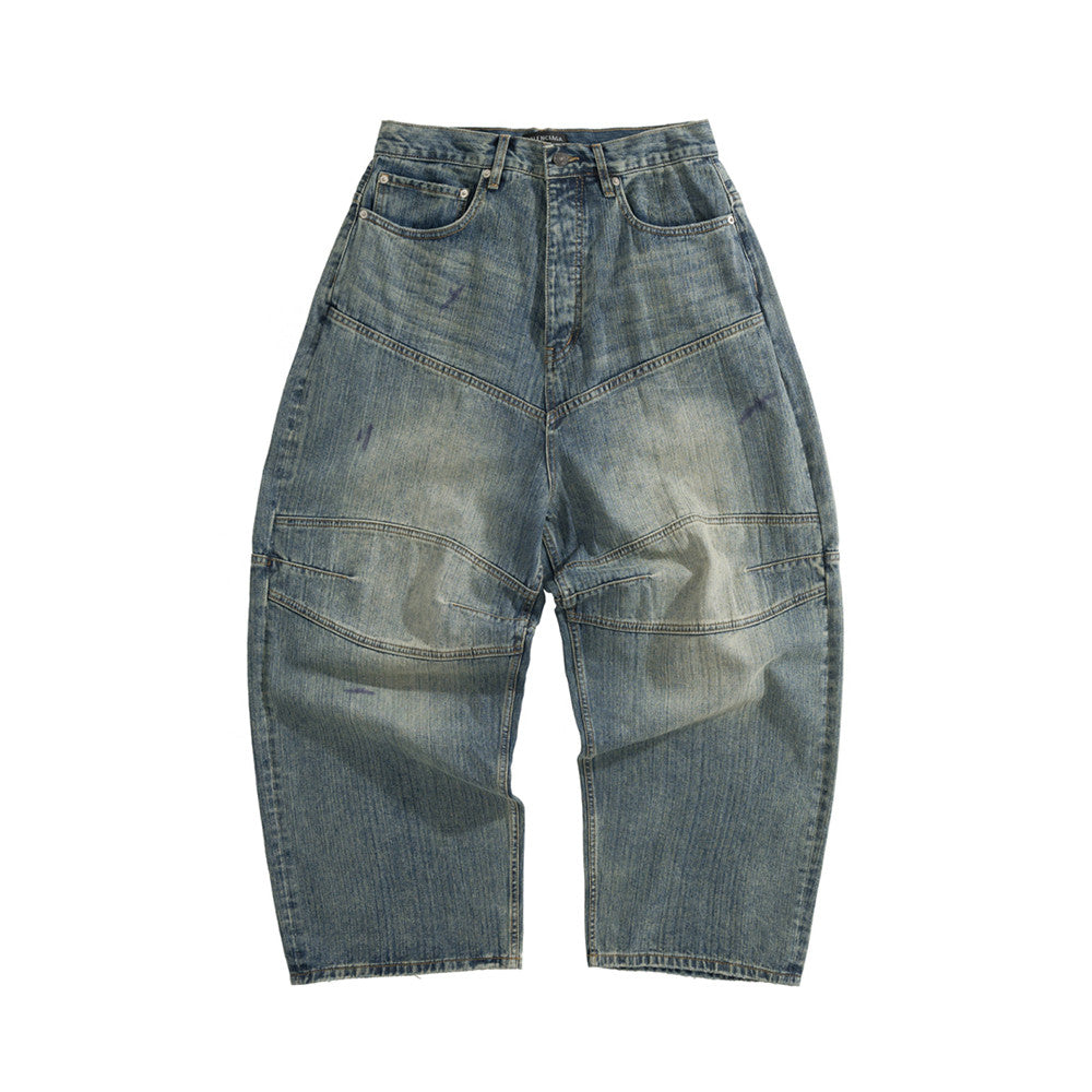 BLCG 2025ss Men's Loose Fit Waxed Denim Jeans Long Pants Trousers #82551A