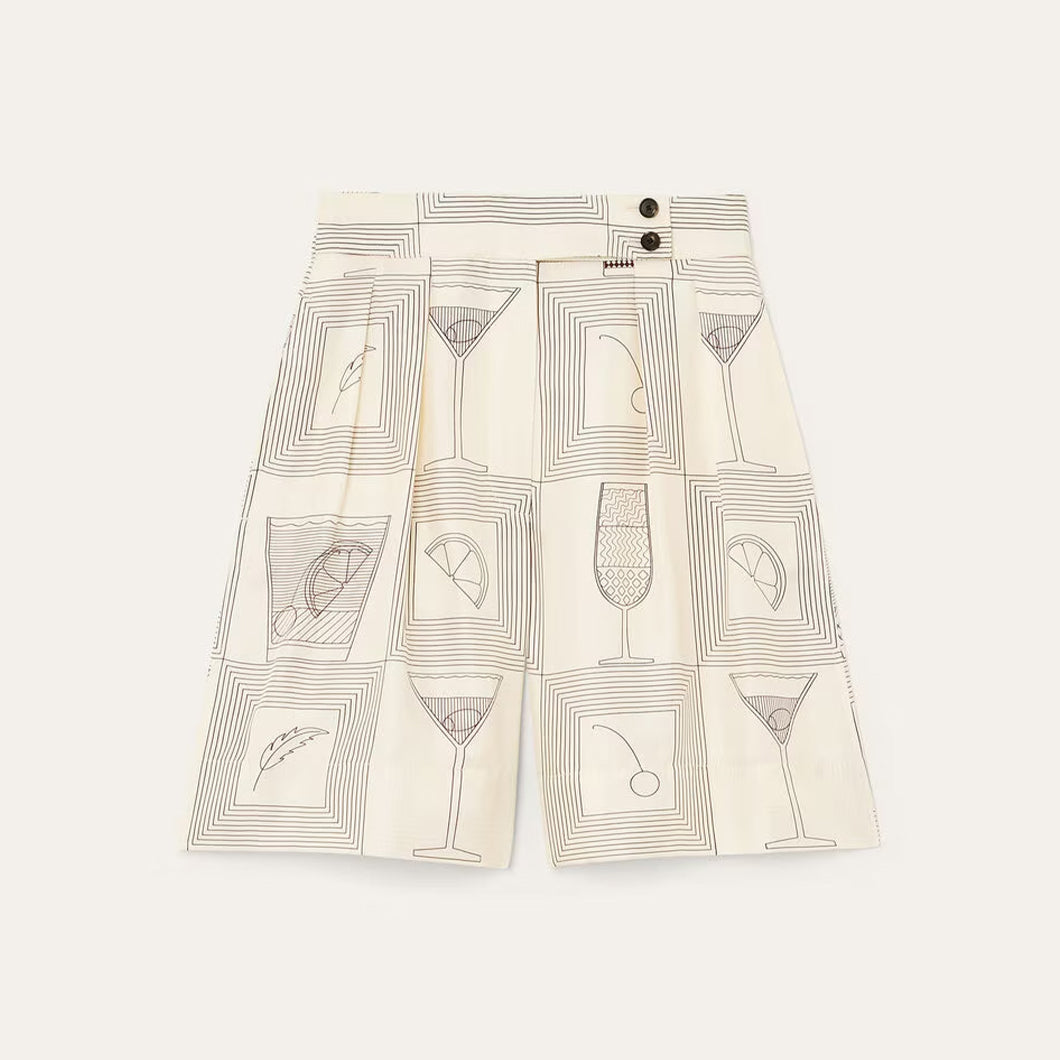 Women's Spring Summer Autumn Rafael Silk Printed Drawstring Parker Hooded Jacket Casual Dorin Striped Bermuda Shorts Ngvp #1839