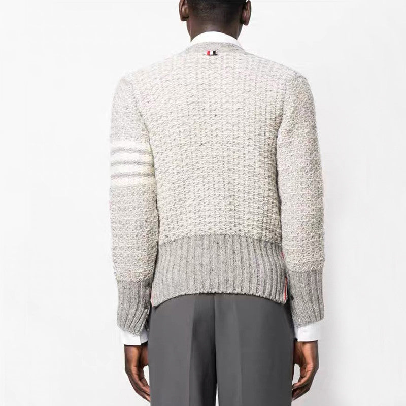 TB  Men's Women's Autumn And Winter Solid Color Knit Long Sleeve Wool Cardigan Jacket Ngvp #9513