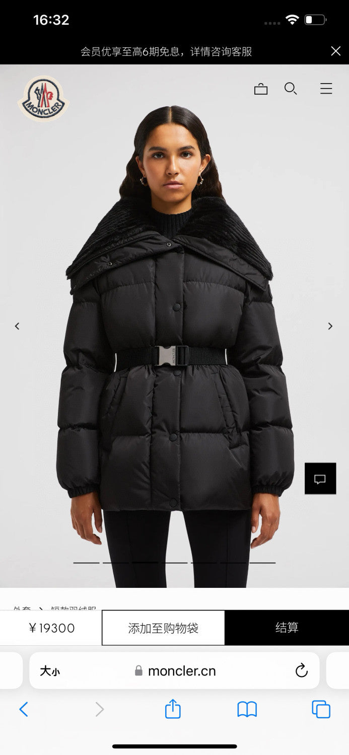 Women's Waist-cinching Hooded Nylon White Goose Down Down Jacket Warm Coat #194222