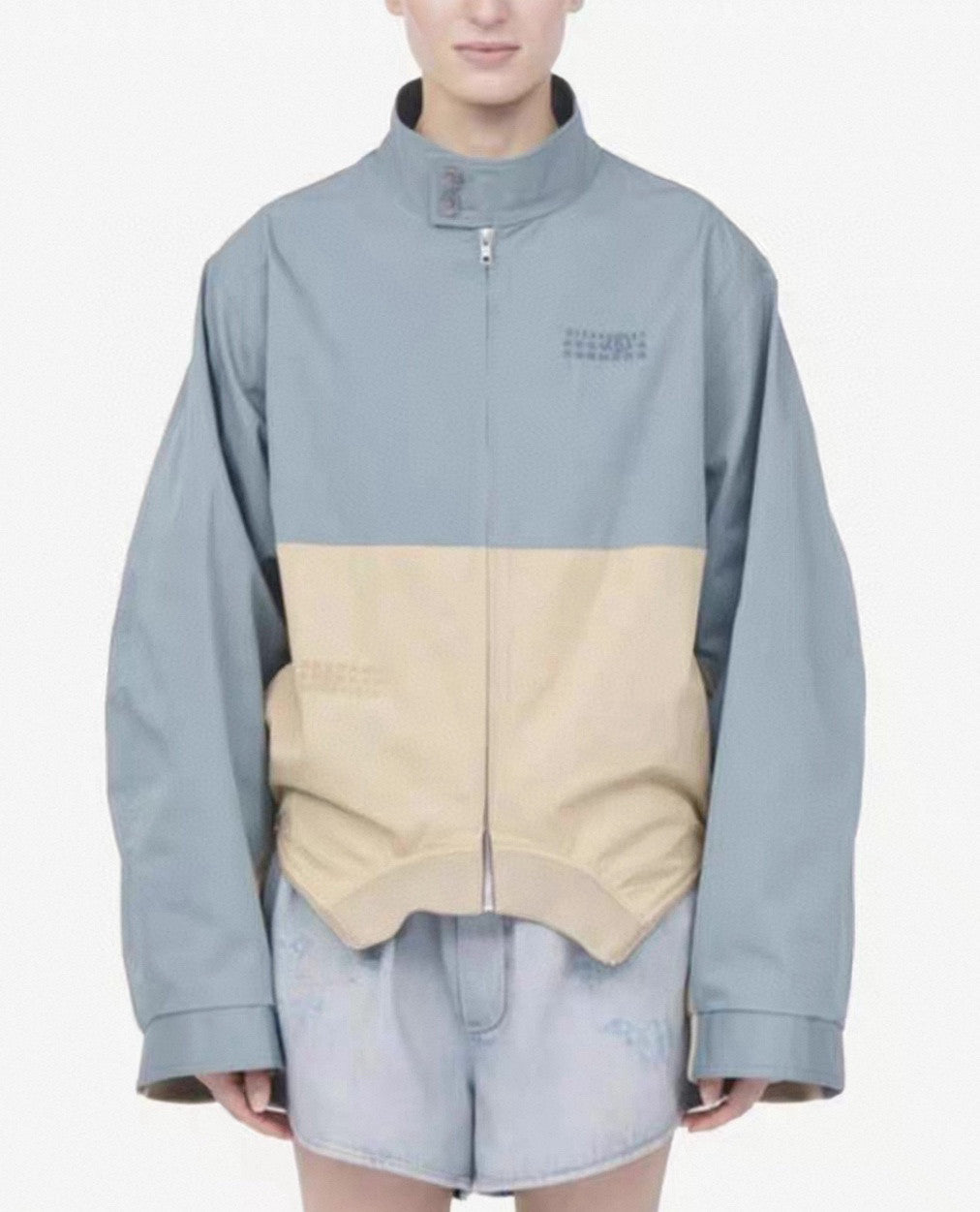 MM6 Margiela 2026 collection color-blocked patchwork stand-collar batwing sleeve Jacket #194158