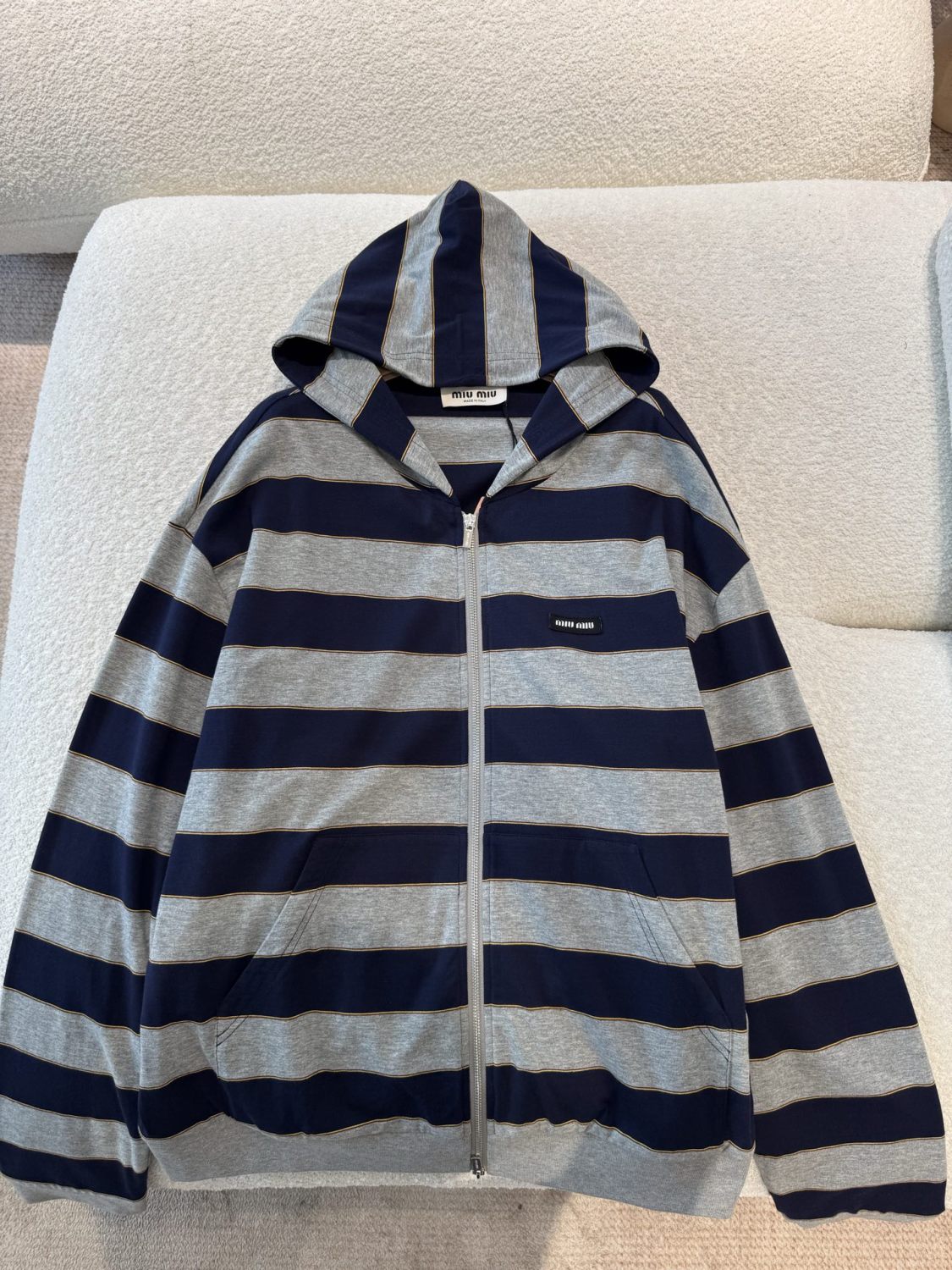 Women's Spring/summer Black & Gray Striped Plain Knit Hooded Sweatshirt With Zipper - Fashionable Trendy Casual Versatile #194353