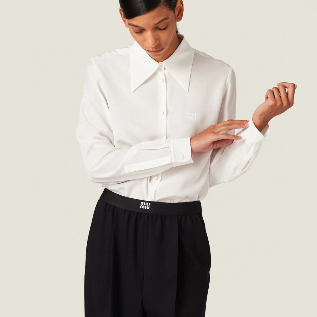 Women's Spring and Autumn Solid Color Elastic Mid Waist Wide Leg Casual Pants #74784