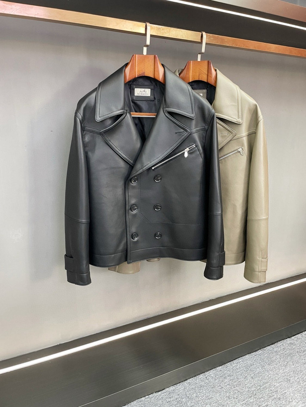 Men's 2025FW New Zealand Sheepskin Leather Jacket Double-breasted Bomber Jacket #194116