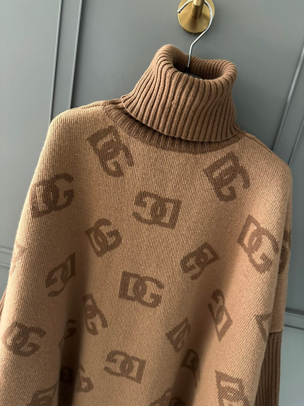 Women's Spring and Autumn Khaki Wool Turtleneck Sweater Pullover #72652