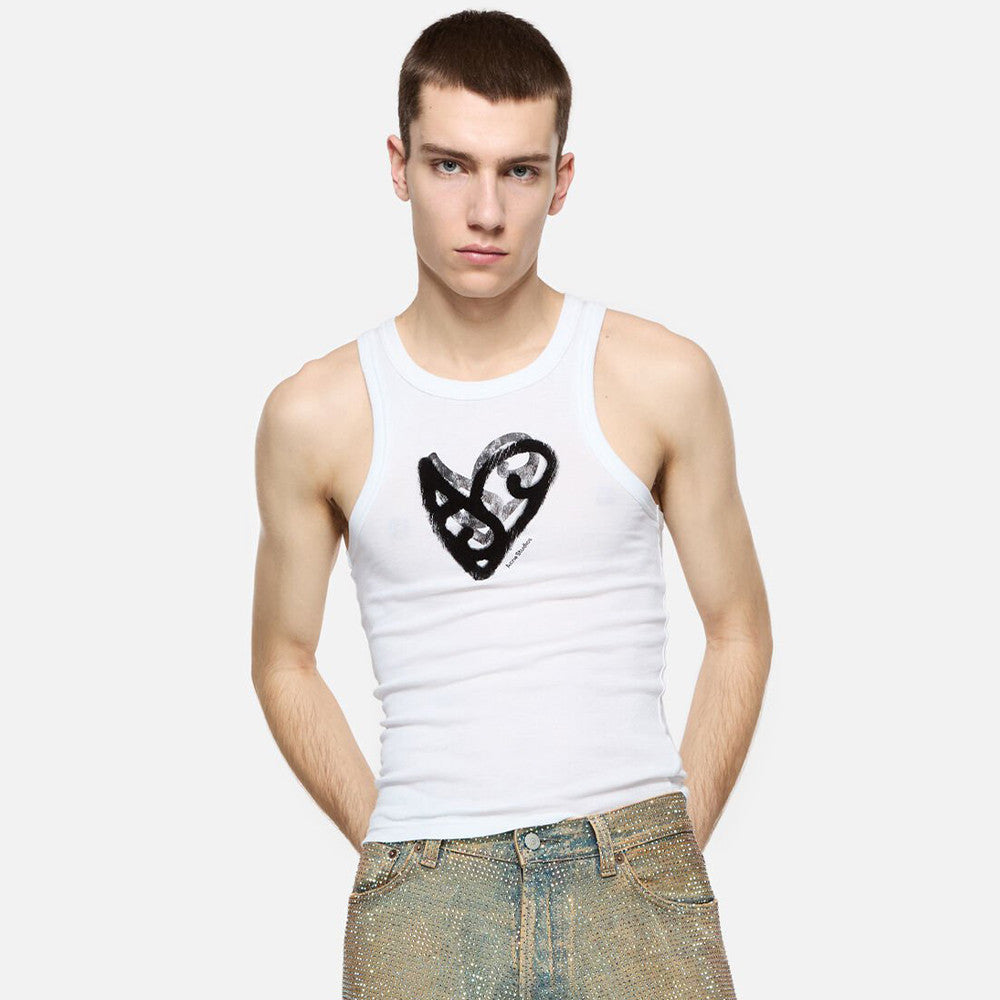 Acne Studios Men's & Women's Vintage Flocked Graffiti Print Summer Crew Neck Sleeveless Pullover Solid Color Tank Top Vest #81755