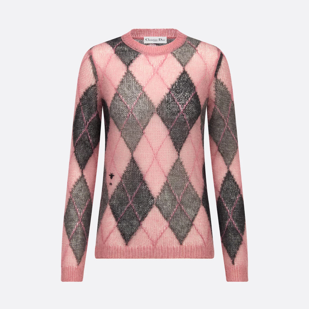 Women's Spring & Autumn Mohair Colorblocking Embroidery Round Neck Long Sleeve Fitted Knitted Sweater Ngvp 9752