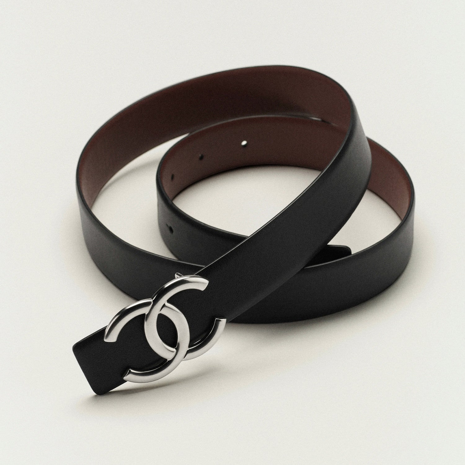 25C Premium Minimalist Logo Belt Diamond-Quilted Black Leather Belt Accessory Width: 3.0cm #193256