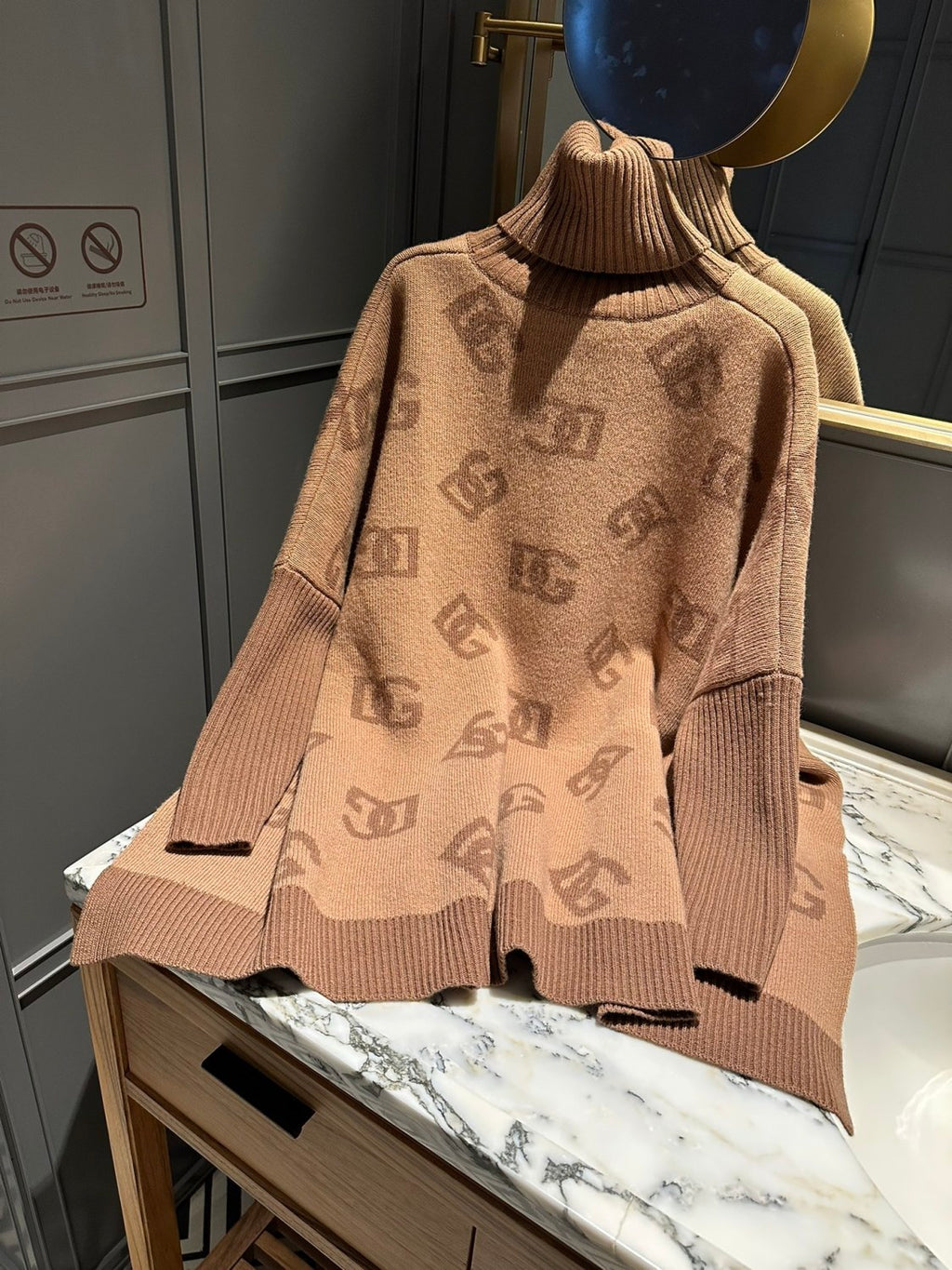 Women's Spring and Autumn Khaki Wool Turtleneck Sweater Pullover #72652