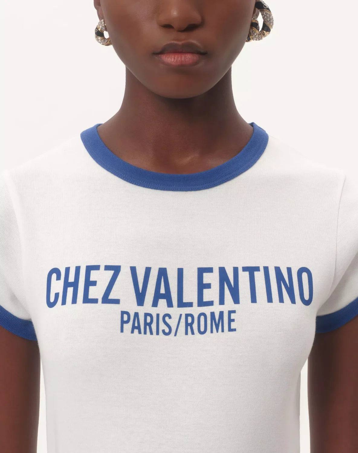 Women's Summer Colorblocked Letter Round Neck Solid Color Straight Jersey Cotton Short Sleeve T-Shirt #71887