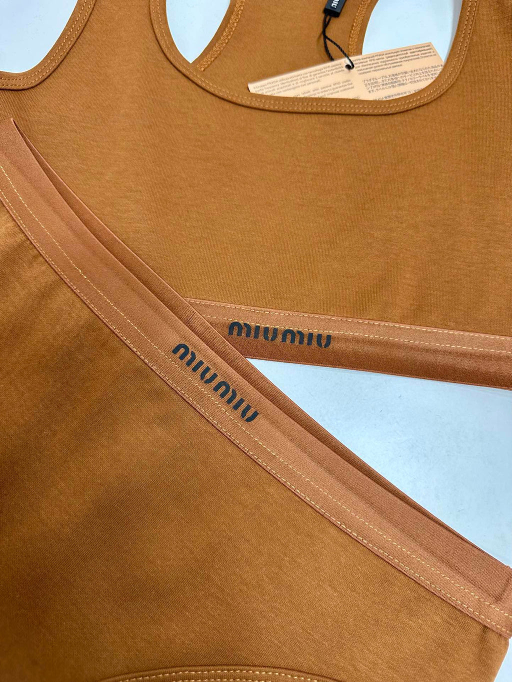 Women's Logo Jacquard Knit Sports Tank Top Cotton Solid Color Swimsuit Triangle Panty Set Suit #81189