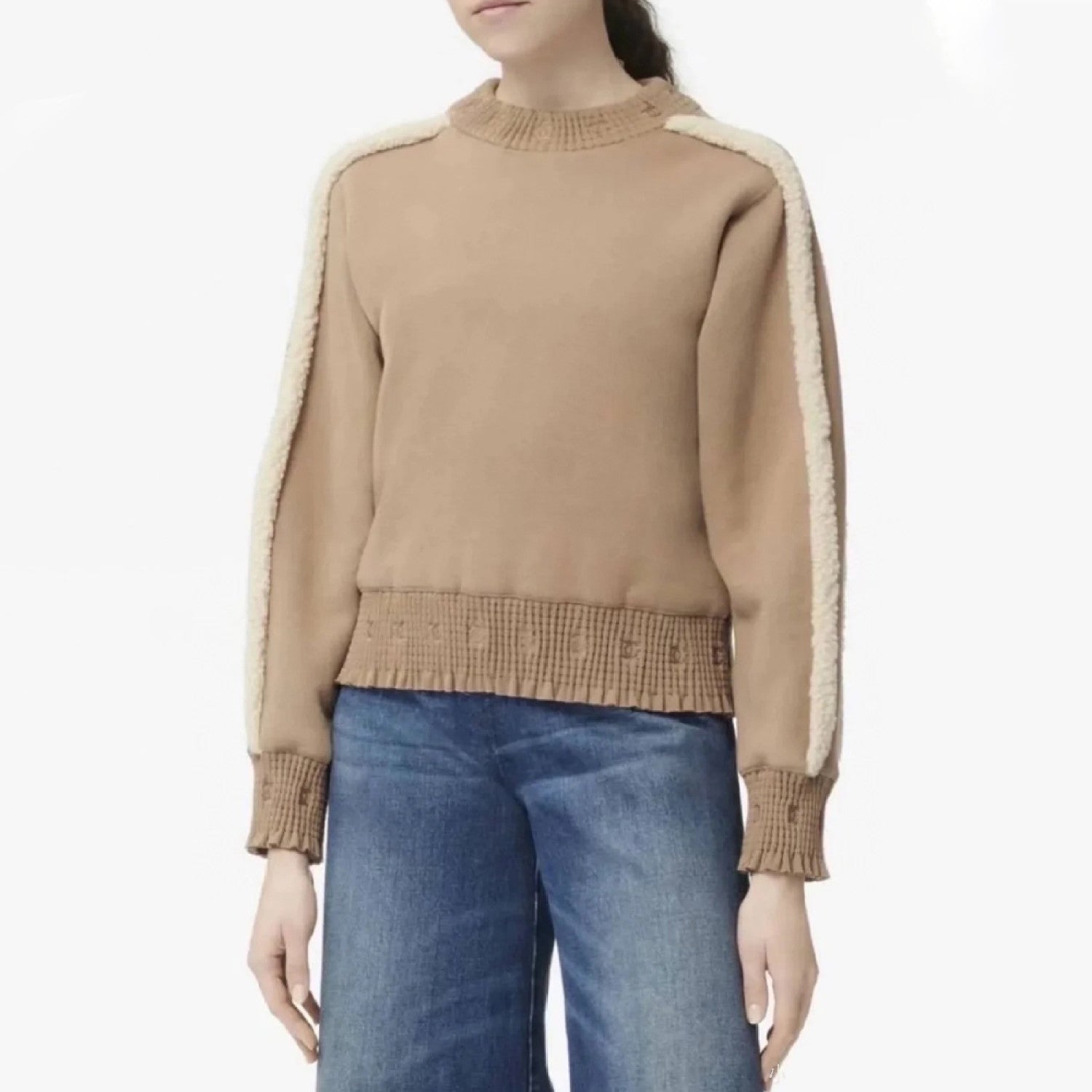 Women's Autumn And Winter Letters Double C Logo Brown Teddy Bear Sweatshirt Fashion Trend Casual Colour Blocking Round Neck Tops #71684