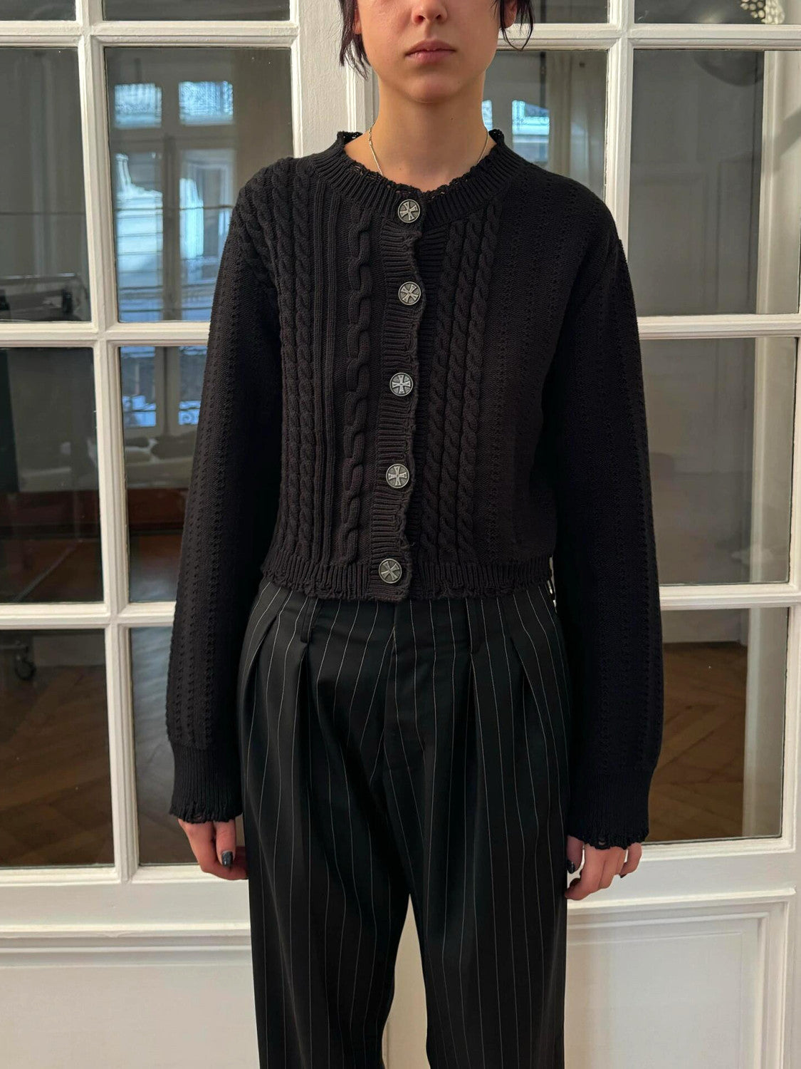 Enfants Riches Deprimes Men's Autumn/winter Black Jacquard Knit Cardigan High-street Fashion Casual Single-breasted Button-front Sweater Ngvp #2617