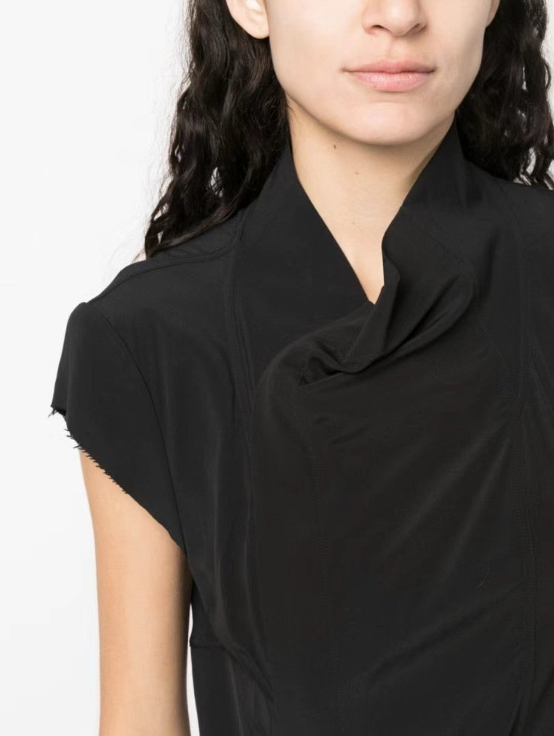 Women's Summer Solid Color Standing Neck Fashion Irregular Sleeveless T-Shirt #71431