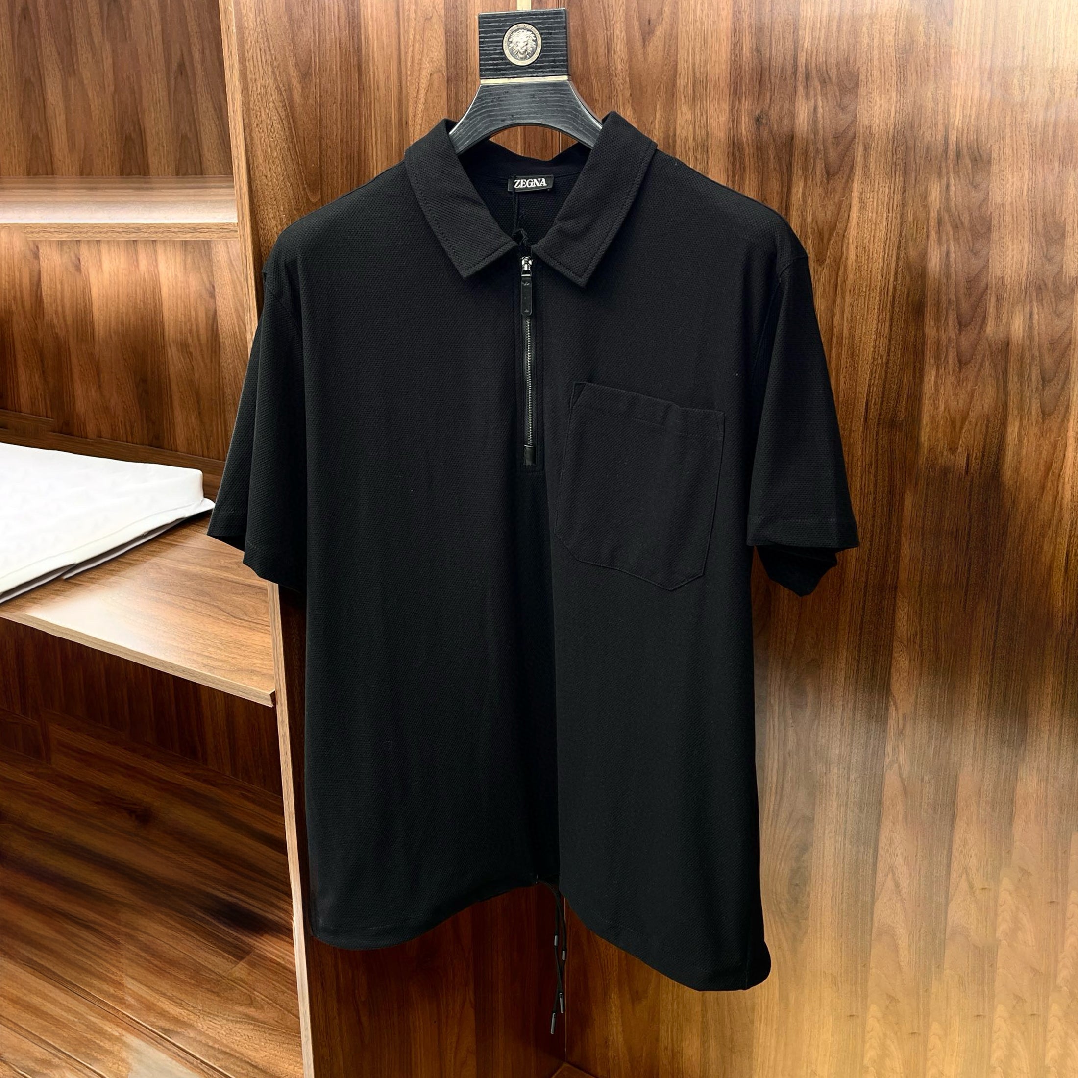 Men's Spring And Summer Fashion Trend Solid Color Loose Casual Polo Shirt Lapel Zipper Temperament T-shirt  Ngvp #7965