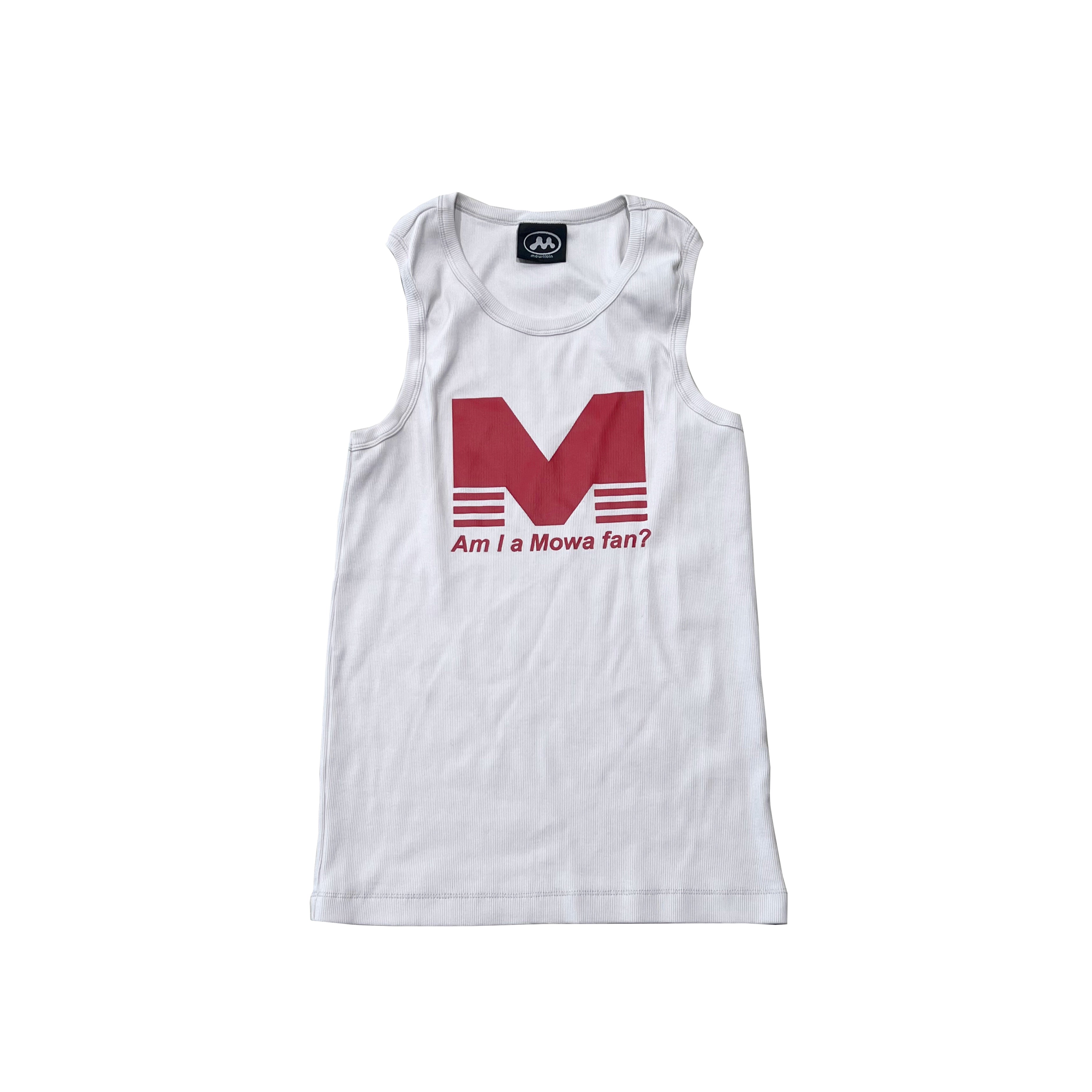 Mowalola Men's Spring Summer High Street Trend Stretch Retro Am I A Mowa Fan Slogan Printed Slim Vest Top White Fashion T-shirt Ngvp #2468