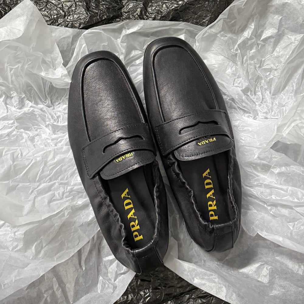 PR Women's Solid Color Round Toe Slip-On Shiny Oiled Leather and Suede Casual Loafers Shoes #77758