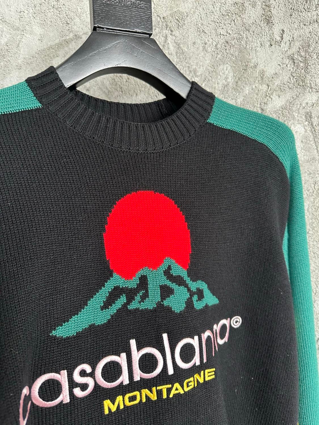 Men's Fall/winter Sunset Pattern Jacquard Knit Sweater Fashionable Crew Neck Long Sleeve Pullover #193334