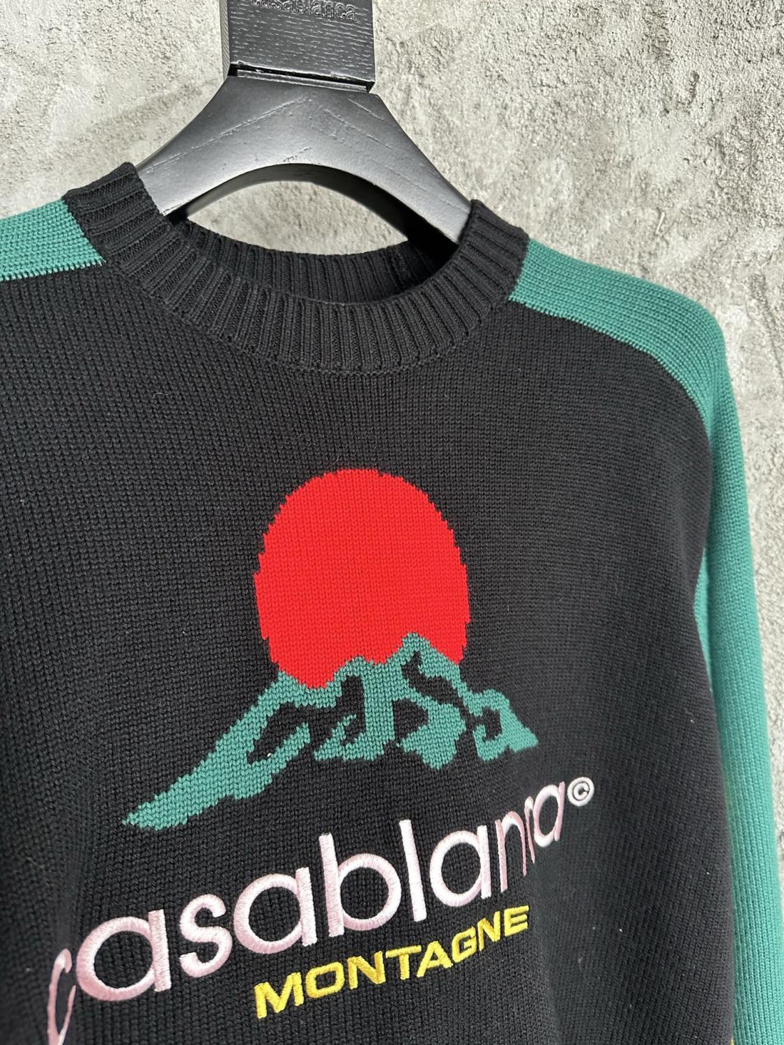 Men's Fall/winter Sunset Pattern Jacquard Knit Sweater Fashionable Crew Neck Long Sleeve Pullover #193334