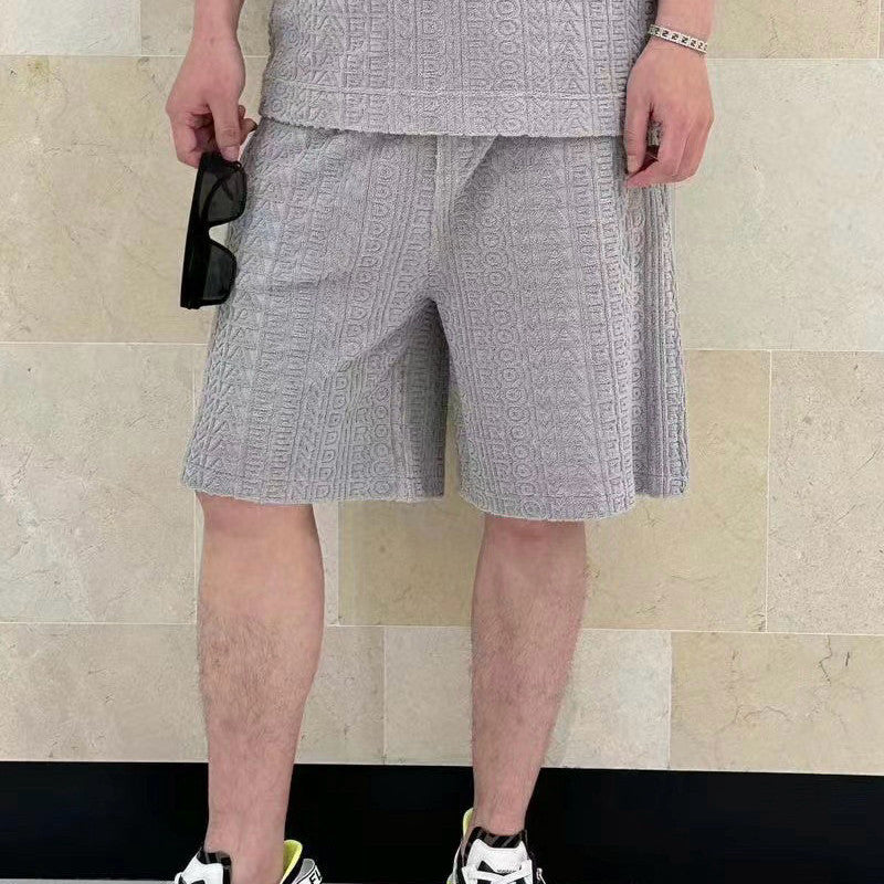 Men's Summer Solid Colour Letter Logo Print Drawstring Straight Casual Short Pants #99347