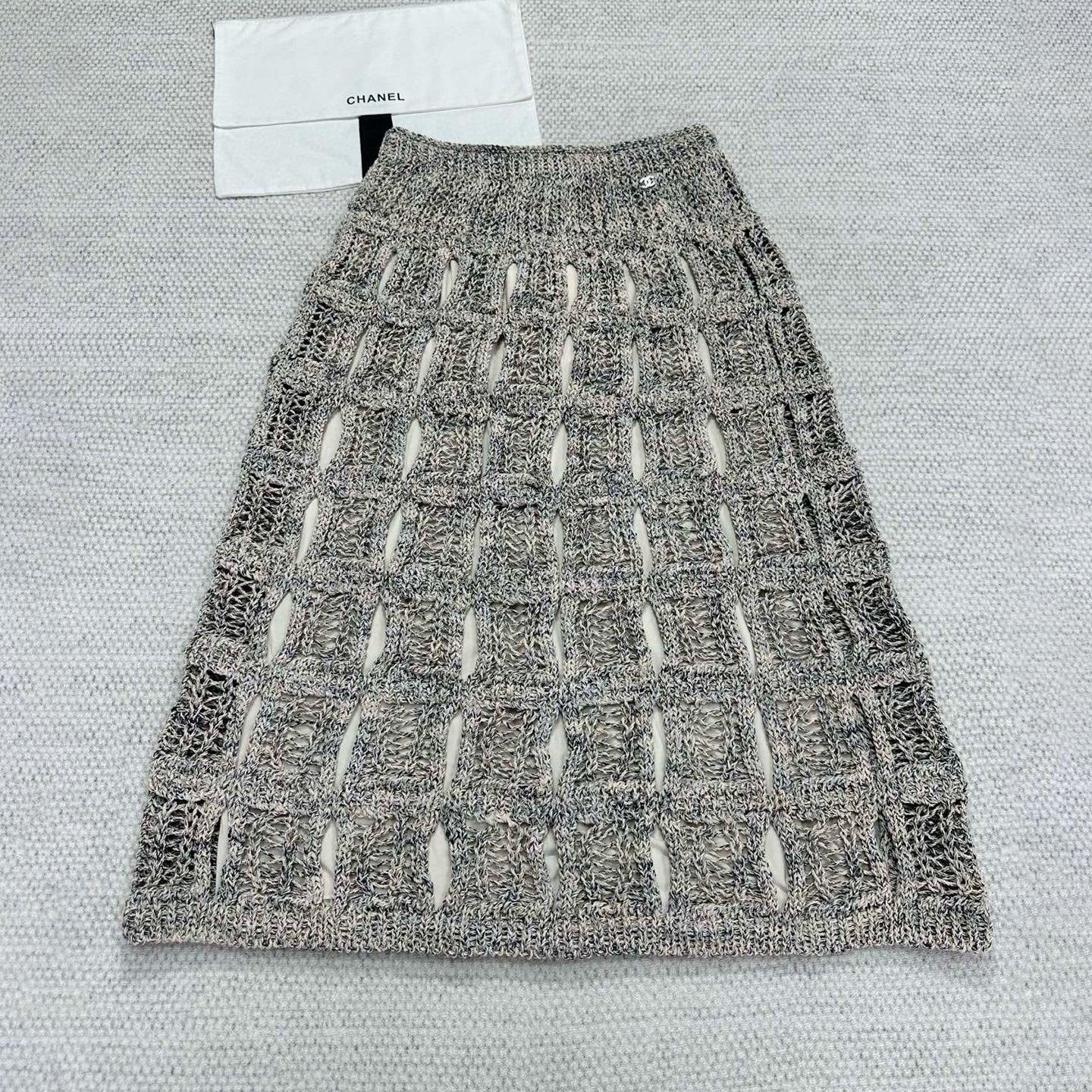 Women's Spring And Summer High Street Cotton Silk Hollow Bow Decoration V-neck Sleeveless Vest Casual Medium-length Knitted Half Skirt Ngvp #1526