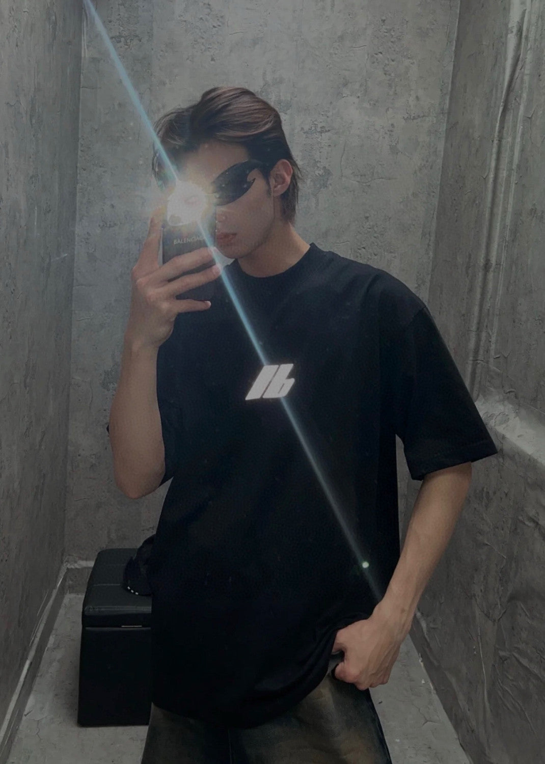 Men's Women's Solid Color Reflective Logo Letter Loose Short Sleeve T Shirt  #98338