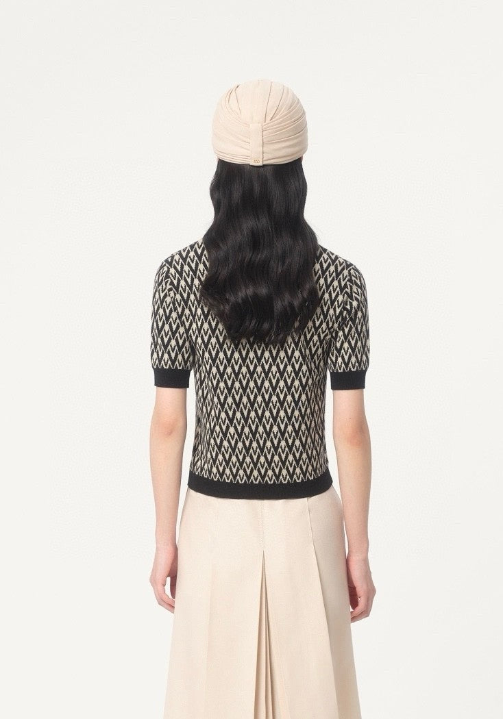 Women's Summer Letter Appliqud Knit Round Neck Short Sleeve T-Shirt #73937