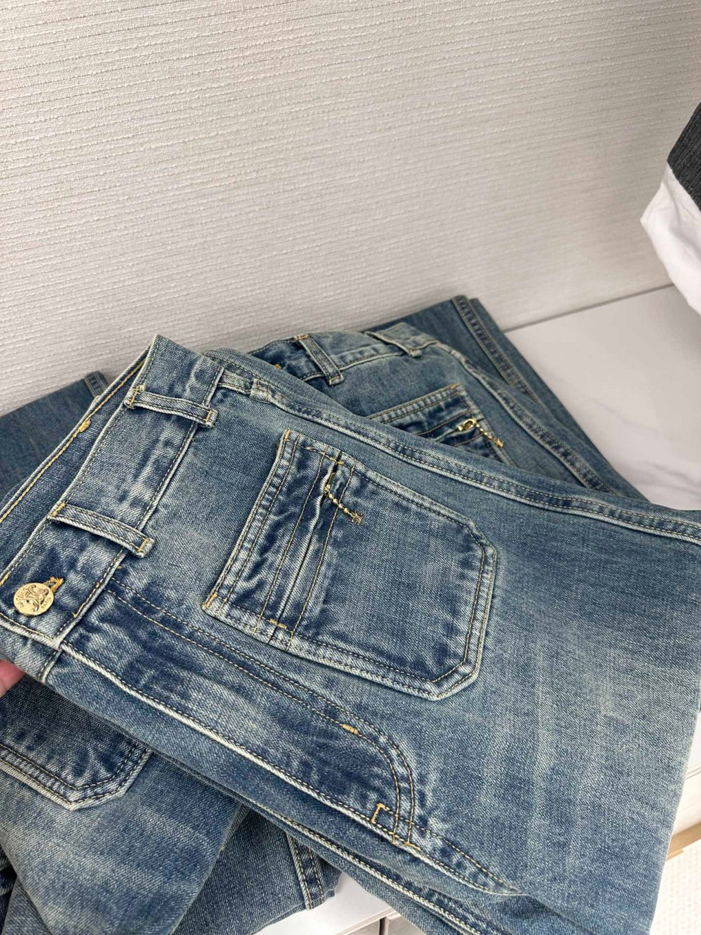 Women's Spring & Autumn Solid Color Loose & Skinny Straight Leg High Waist Jeans Pants #73956