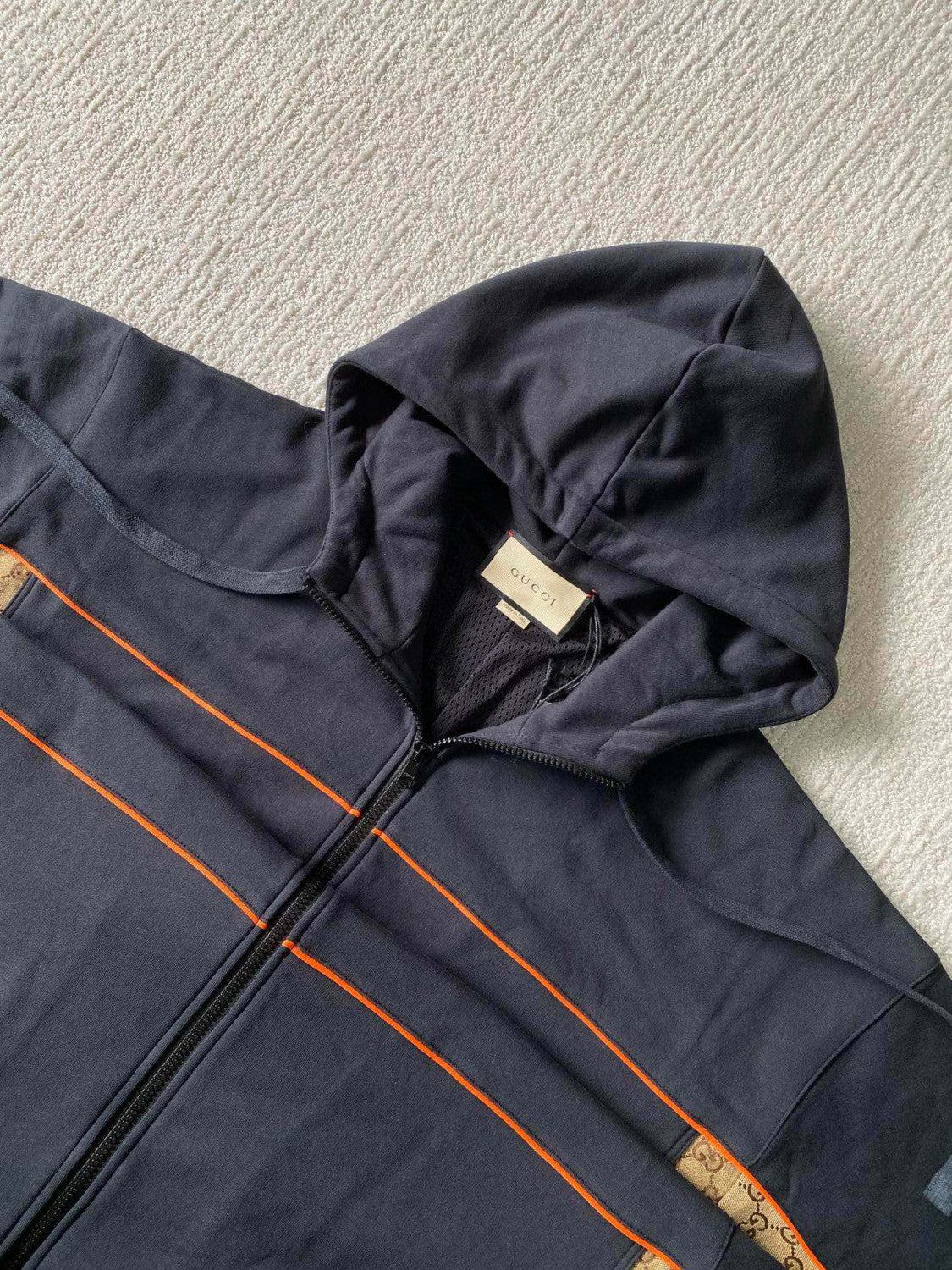 Men's Spring and Autumn Patchwork Logo Jacquard Zipper Hooded Long Sleeve Jacket Lace-Up Casual Shorts Pants Suit Set #98839