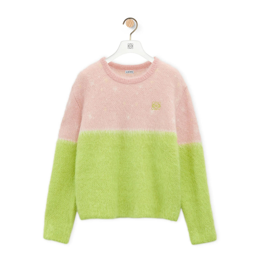 Women's Spring and Autumn Color Blocking Round Neck Mohair Long Sleeve Knit Sweater #74732
