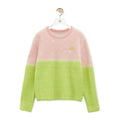 Women's Spring and Autumn Color Blocking Round Neck Mohair Long Sleeve Knit Sweater #74732