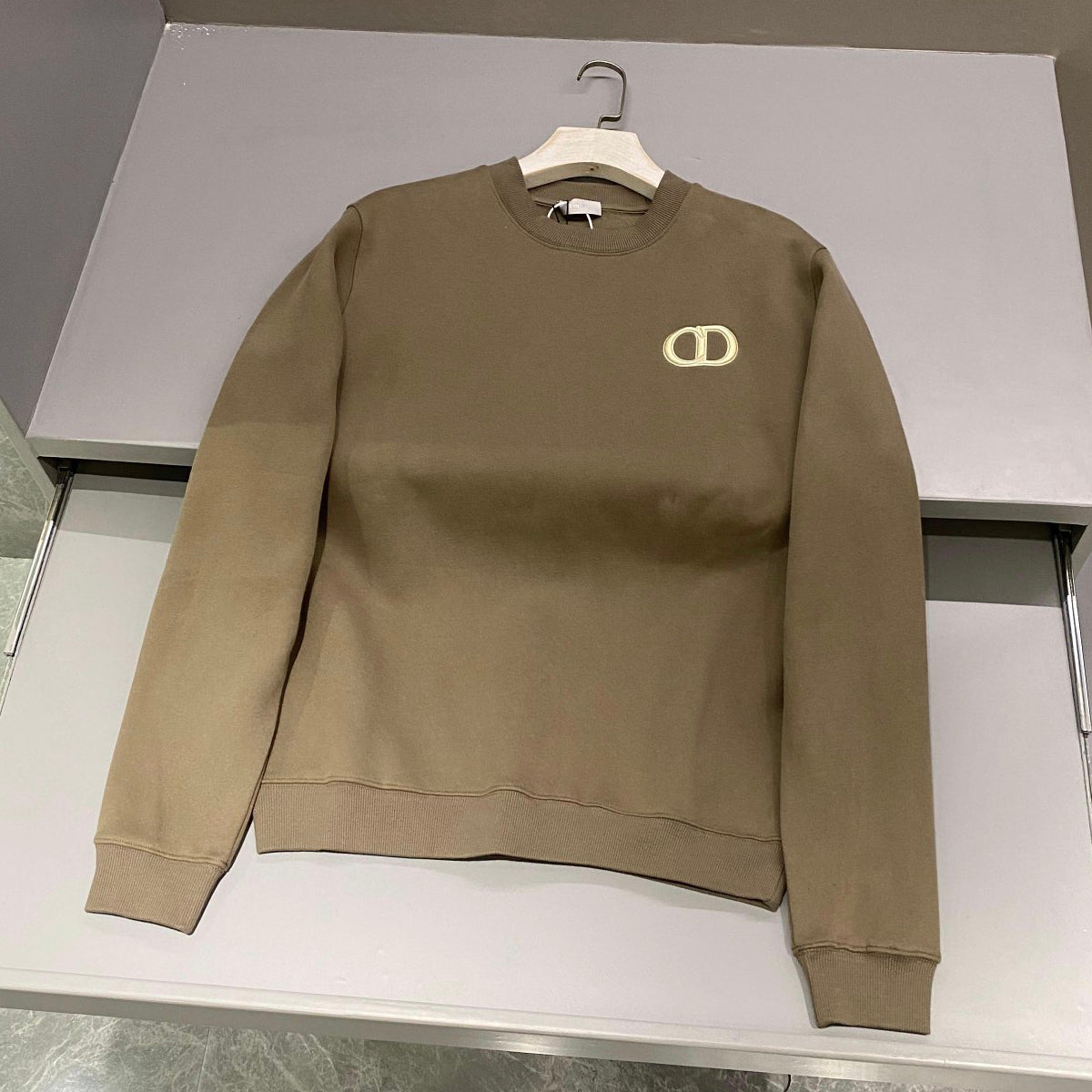 Men's Spring and Autumn Solid Color Embroidery Letter Logo Round Neck Cotton Long Sleeve Sweatshirt Pullover #72911