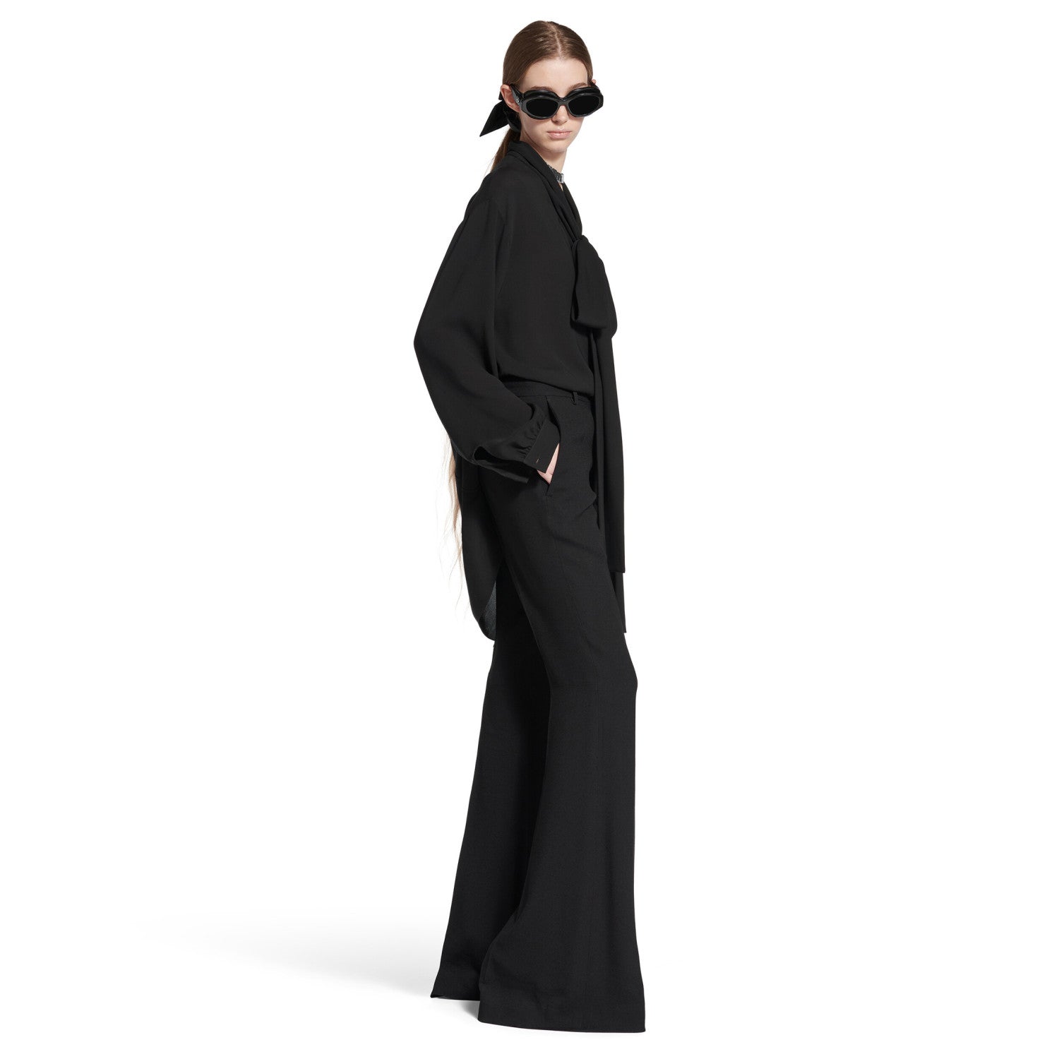 Women's Spring Summer Black Flared Trousers Fashion High Street Trend Casual Suit Pants Ngvp #1937