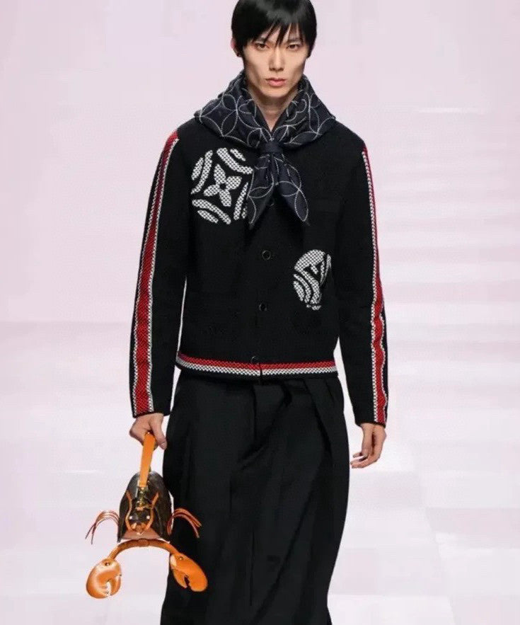 Men's x Spring/Fall/Winter Embroidered Knit Cotton Crew Neck Single- Breasted Cardigan Jacket #81596