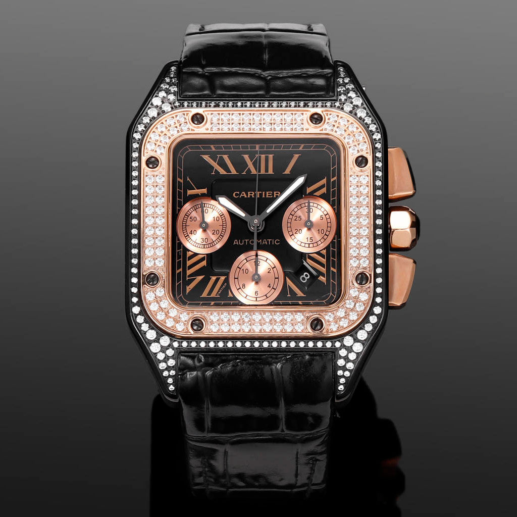 Santos Men's Automatic Mechanical Movement Roman Scale Date Display Chronograph 100M Water Resistant Mechanical Watch #72997