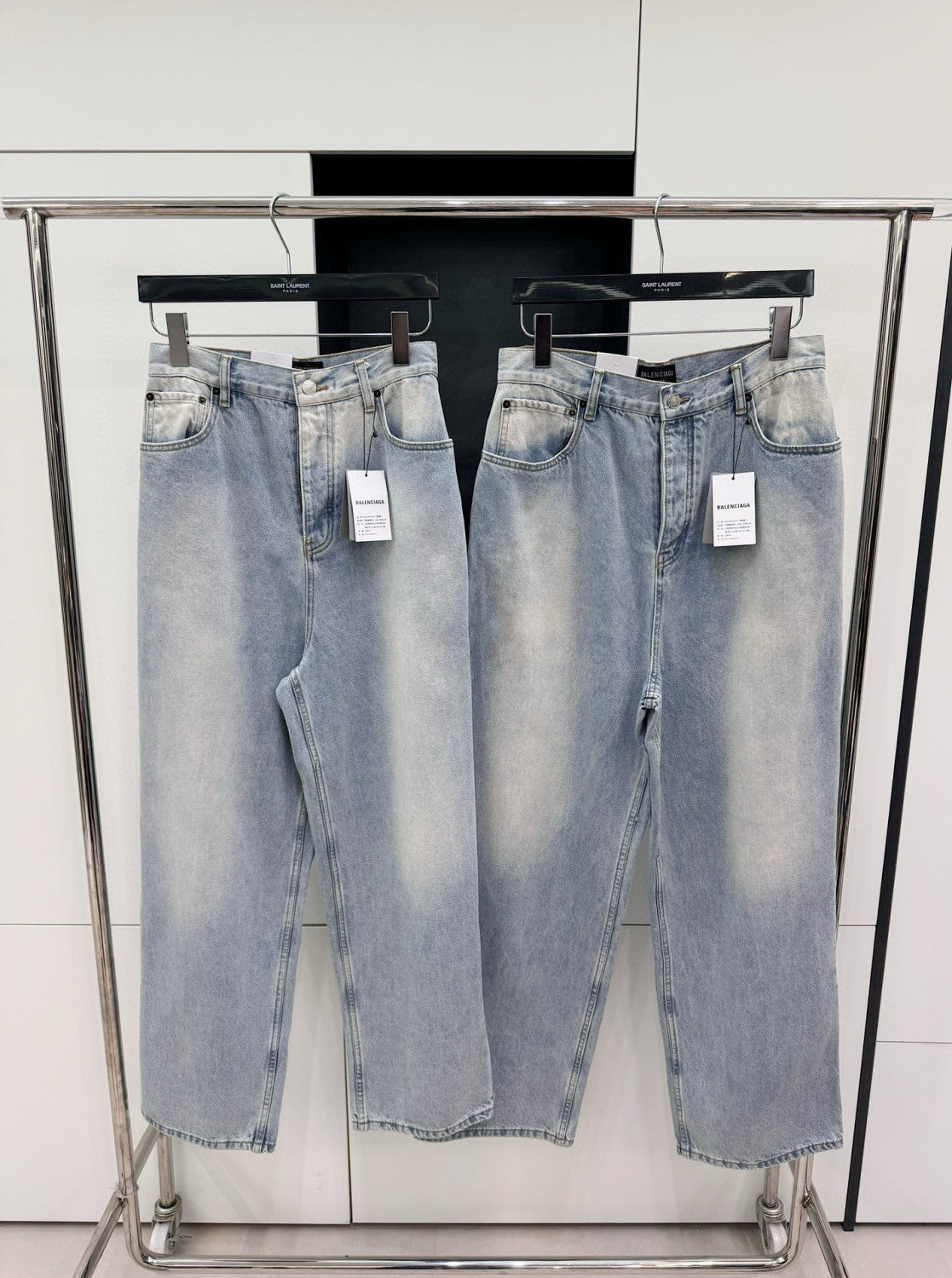 Denim Size Sticker Baggy Men's And Women's Spring And Fall Washed Single Breasted Loose Fit Denim Jacket Jeans Pants Suit Set #98772