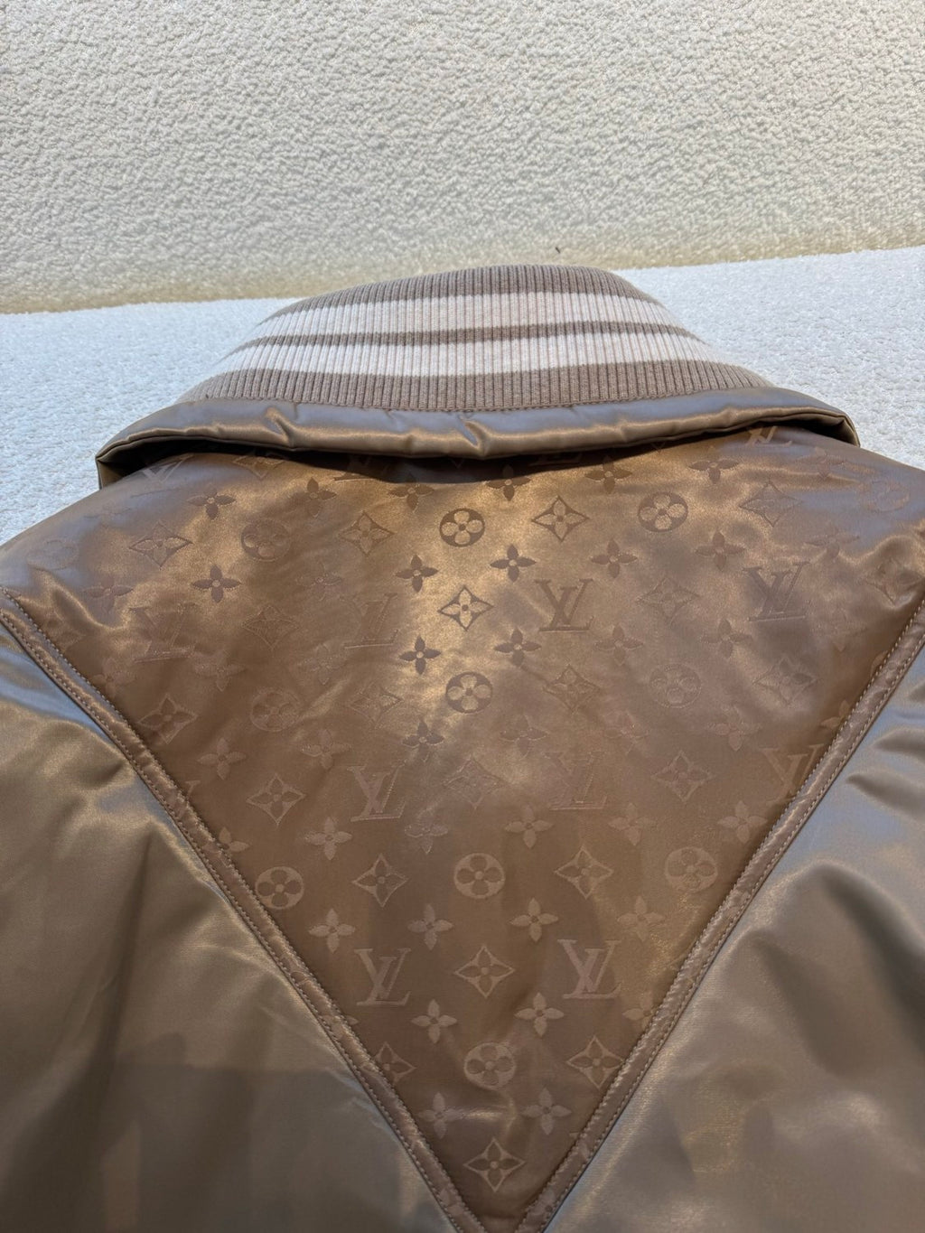 Satin Material Lapel Classic Monogram Aged Pattern Pilot Jacket #194241