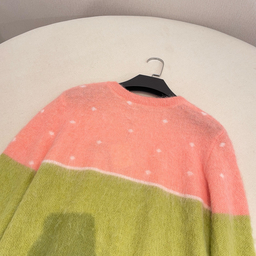 Women's Spring and Autumn Color Blocking Round Neck Mohair Long Sleeve Knit Sweater #74732