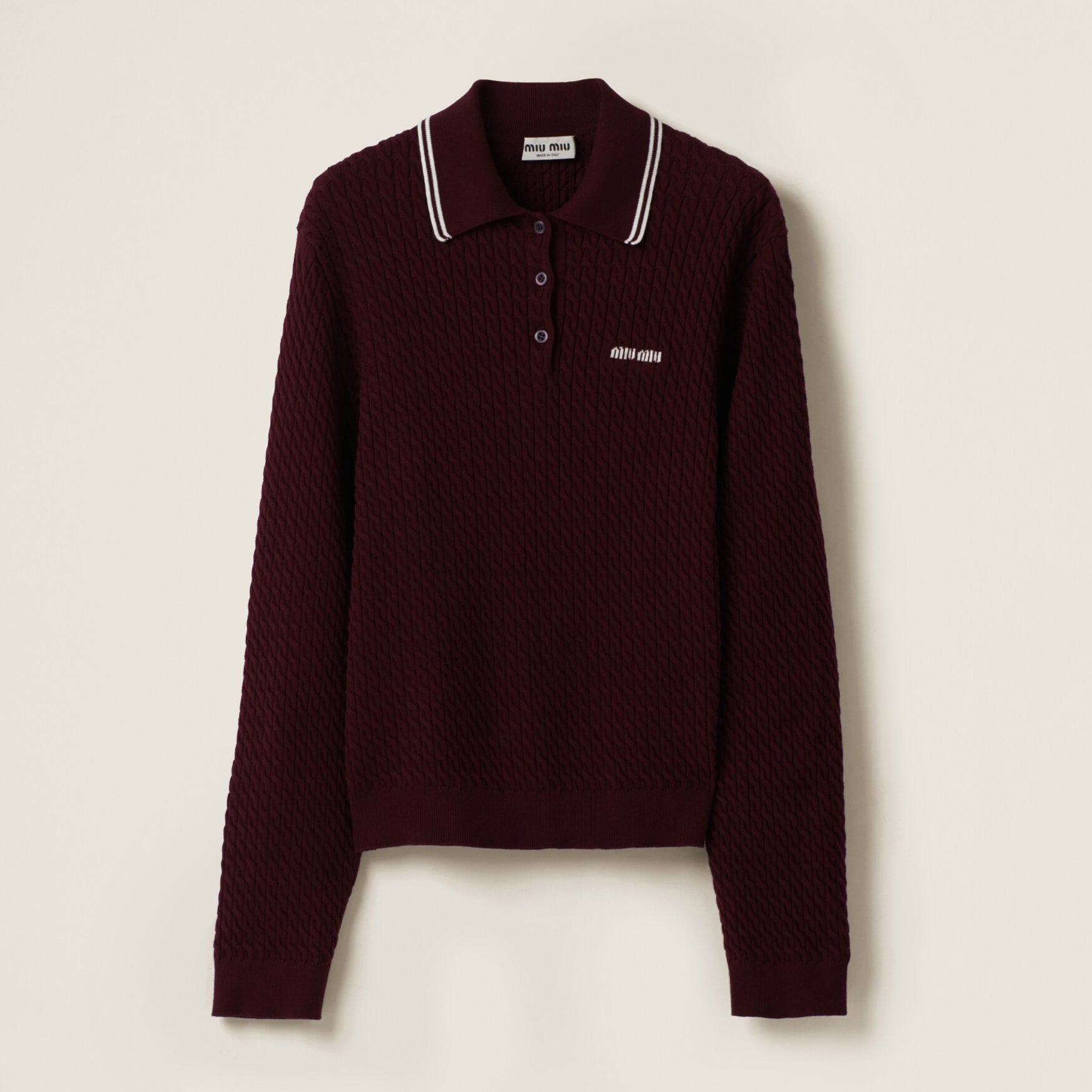 Women's Spring & Autumn Striped Trim Logo Long Sleeve Knit Polo Shirt Knit Shirt #72993